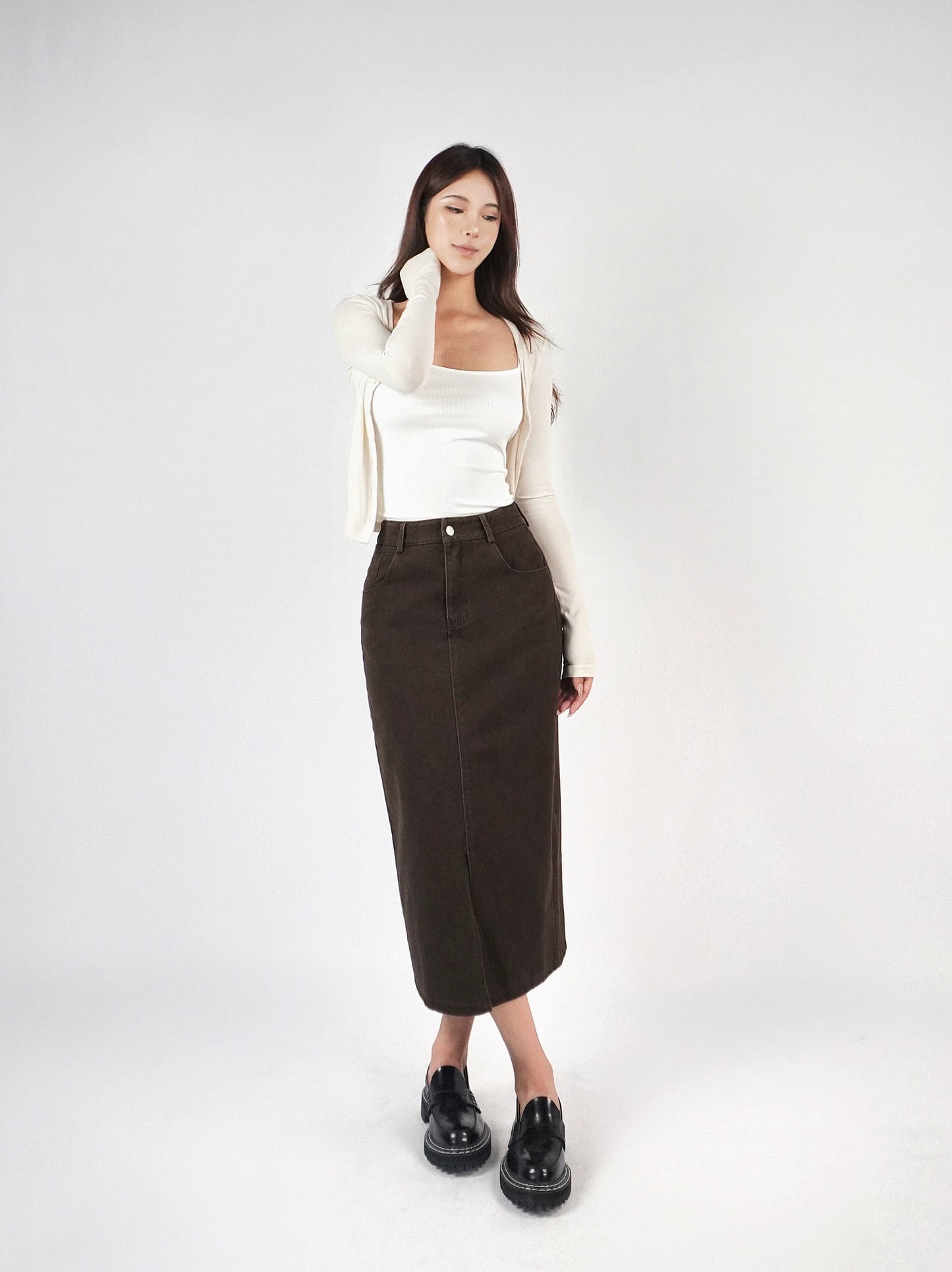 Knit Cropped Long-sleeve Cardigan