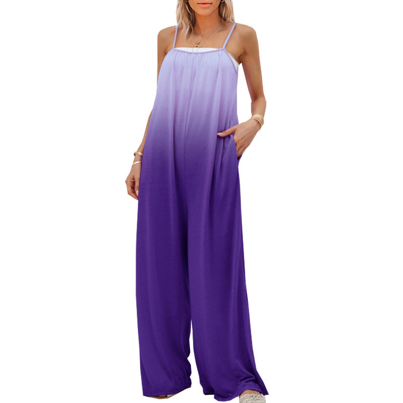 Summer Clothing Loose Sleeveless High Waist Jumpsuit