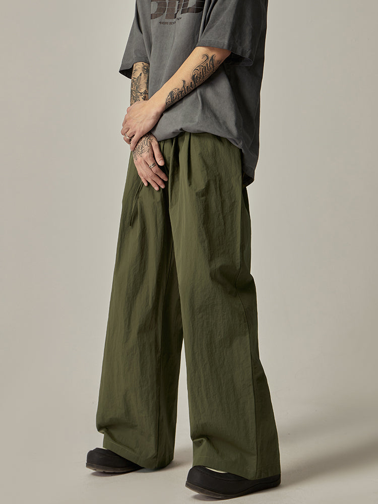 Olive Wide Leg Relaxed Pants