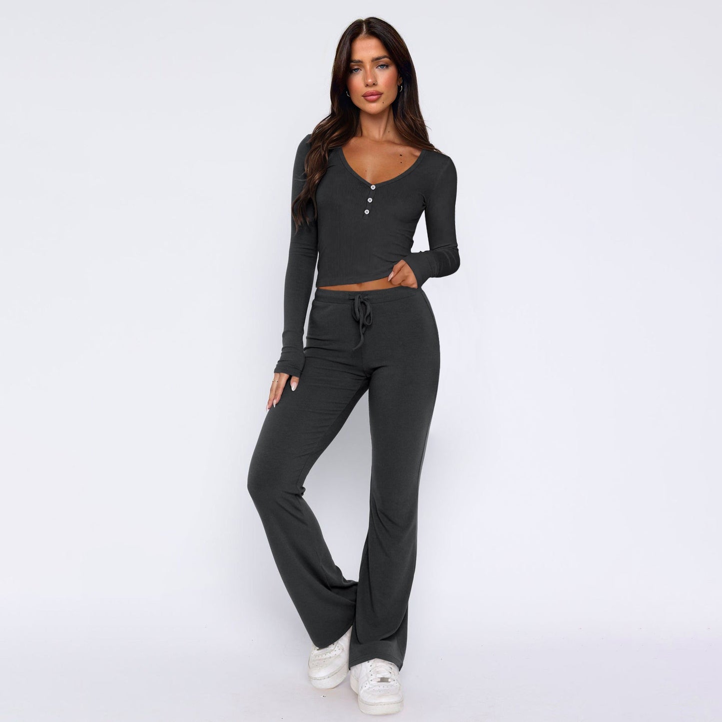 Sweet Spicy Long Sleeved Shirt Pants Two Piece Set Set