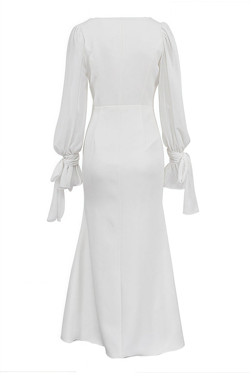 Dlasa Square Neck Lantern Sleeve Midi Dress