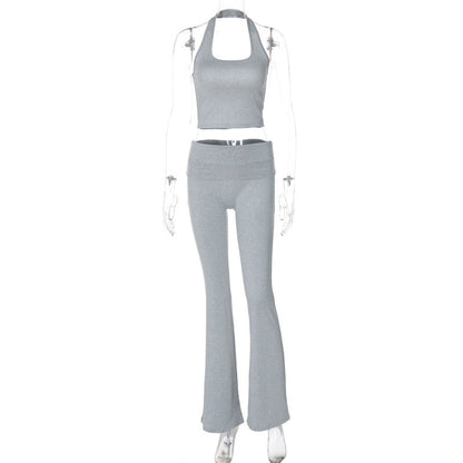 Clothing Summer Halter Backless Vest Slim Pants Set