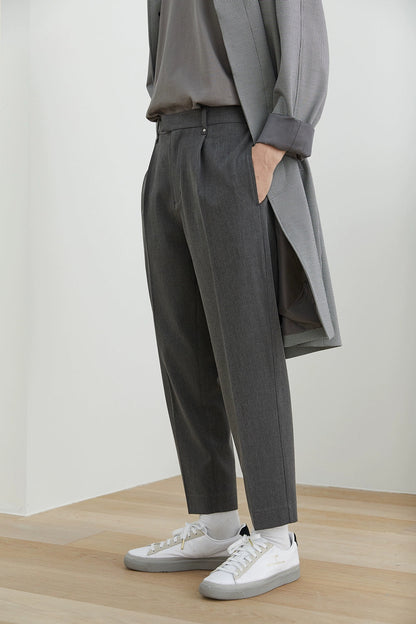 Elastic Waist Wide-leg Cropped Pants