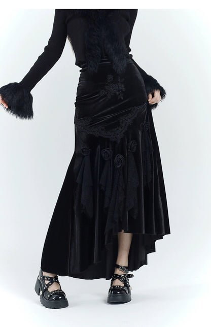 Ladyghost Gothic Velvet Maxi Dress