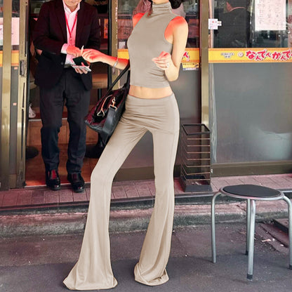 Clothing Summer Personalized Sleeveless Top Slim Fit High Waist Flared Pants Set