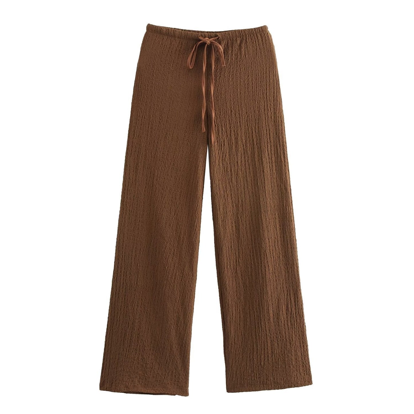 Texture Single Breasted Vest Jacket High Waist Straight Leg Pants Two Piece Sets