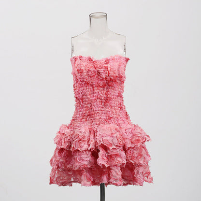 3d Strapless Bodycon Mini Dress Summer