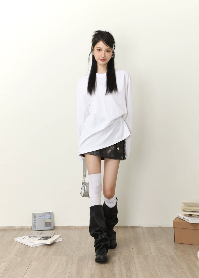 Color Loose Long Sleeve T-shirt