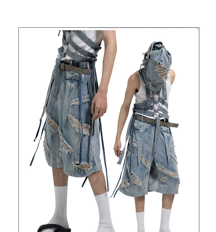 Dnd4des Distressed Denim Bermuda Shorts