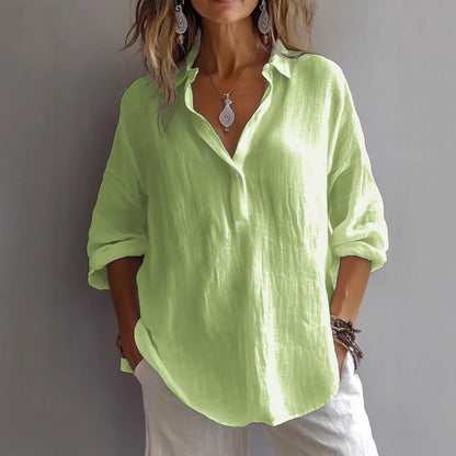 Fran - V-neck Blouse Classic V Neck Top