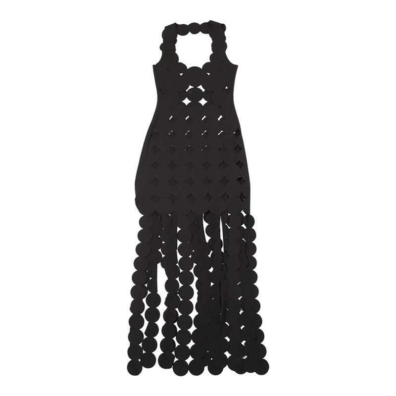 Summer Clothing Sleeveless Hollow Out Cutout High Waist Slim Slimming Maxi Dress