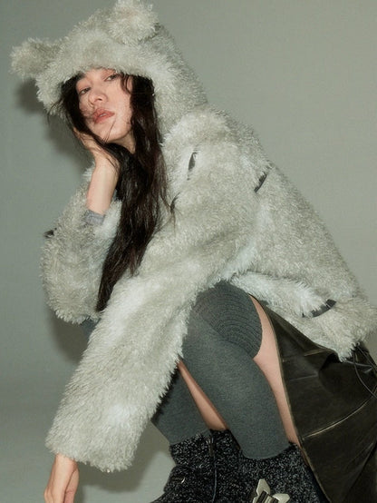 Sustainable Rabbit-eared Fur Coat