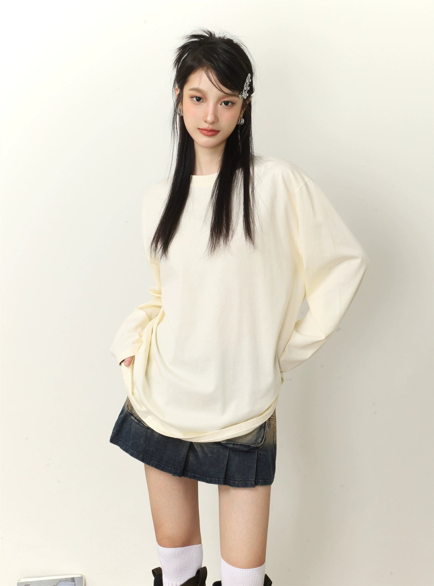 Color Loose Long Sleeve T-shirt
