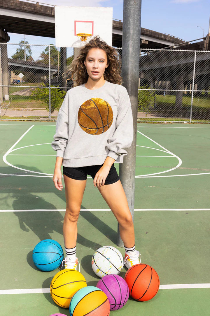 Spring Basketball Sequined Top Long Sleeve Loose Sweatshirt