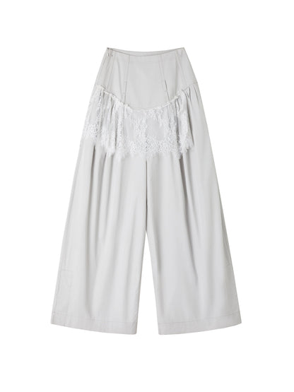 Pleated Cotton Wide-leg Palazzo Pants