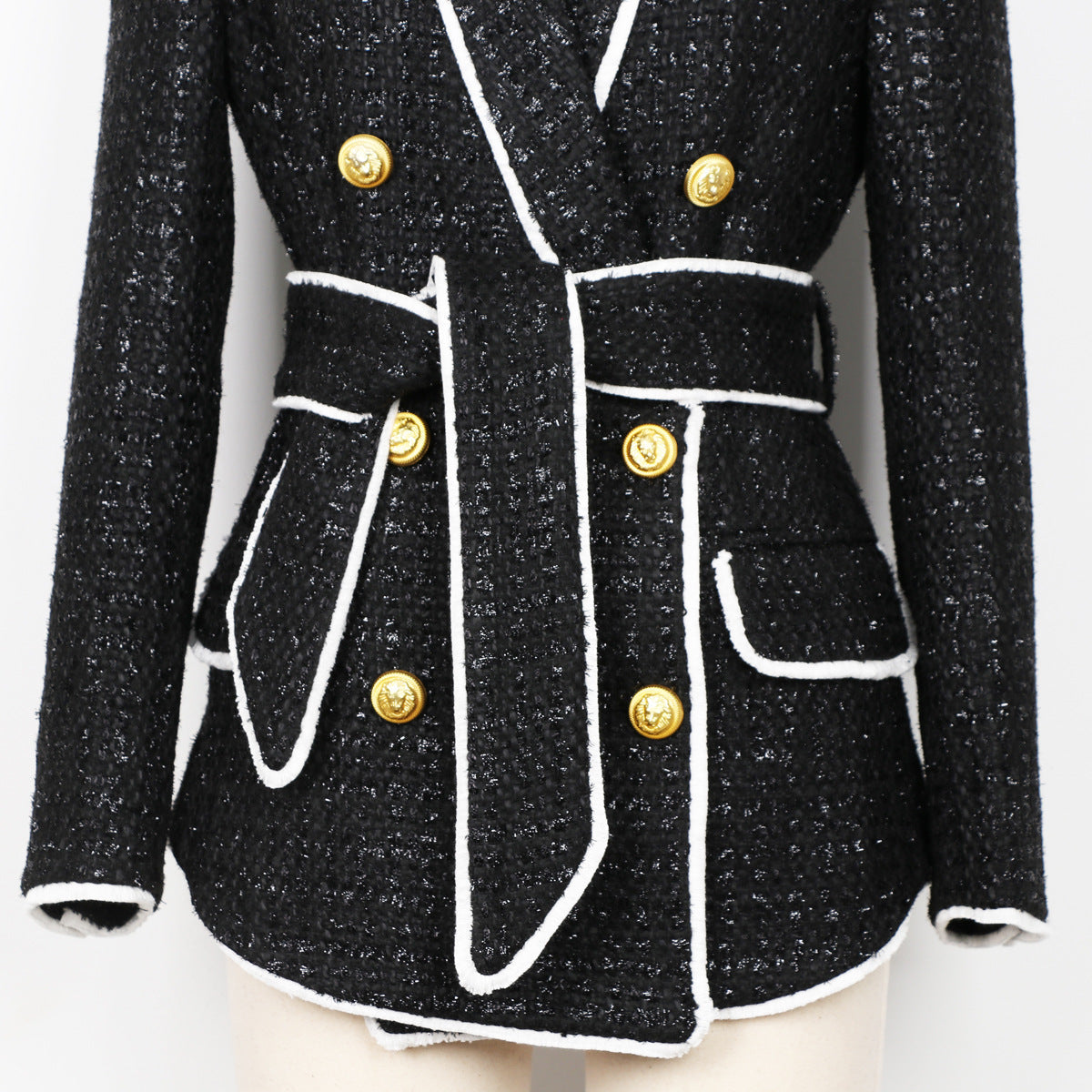 High End Tweed Waist Slimming Business Shorts Blazer Suit Set