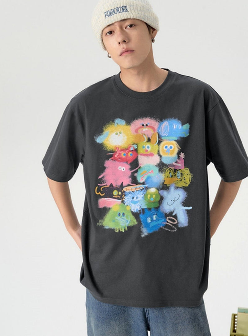 Inkjet Color Graffiti Print T-shirt