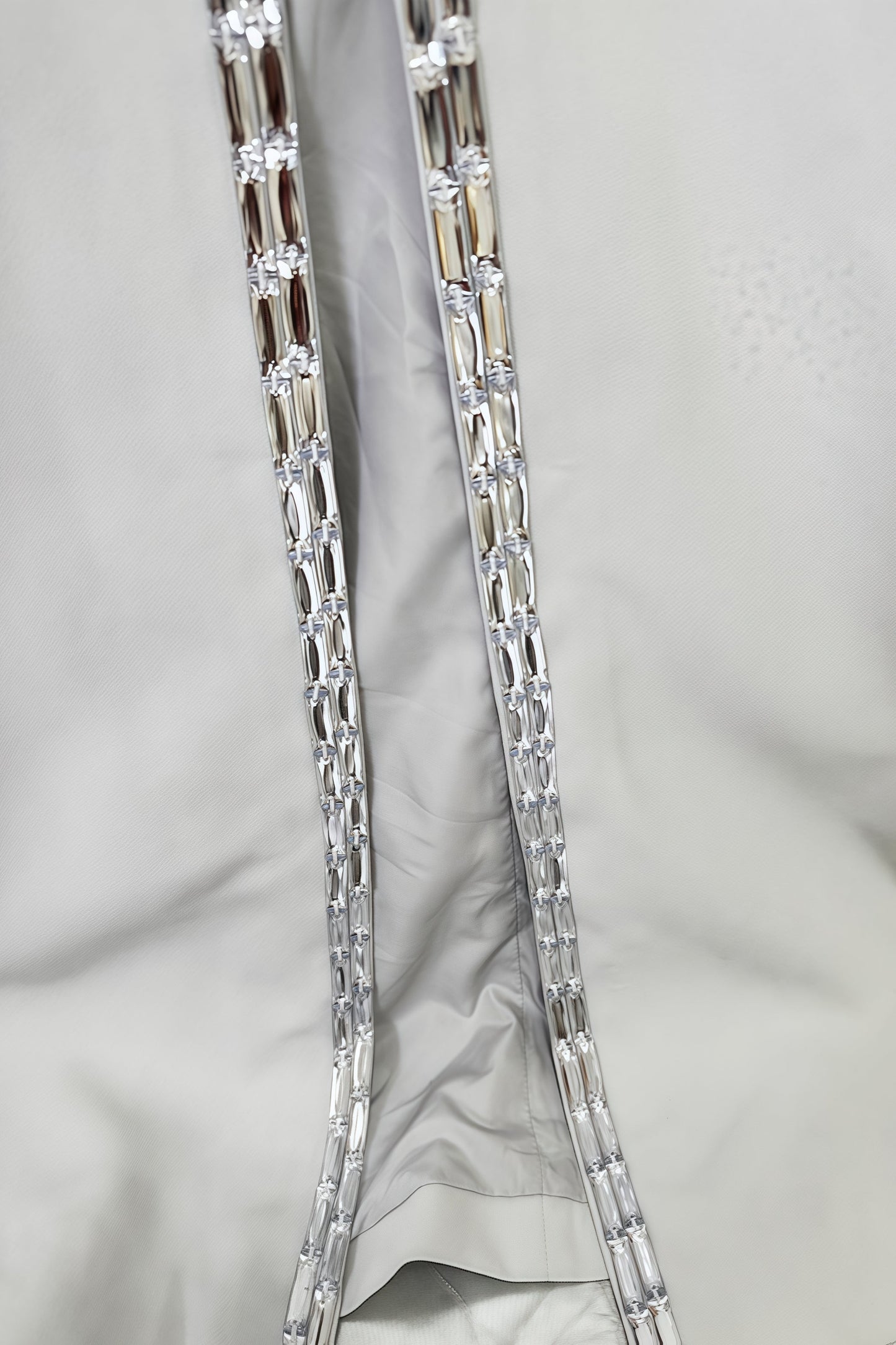 Aislety White Slit Openwork Beaded Maxi Dress