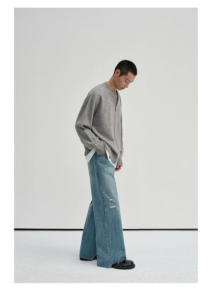 Irregular Distressed Open-knit Cardigan/vest