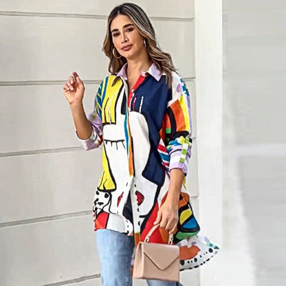 Printed Mid-length Loose Cardigan