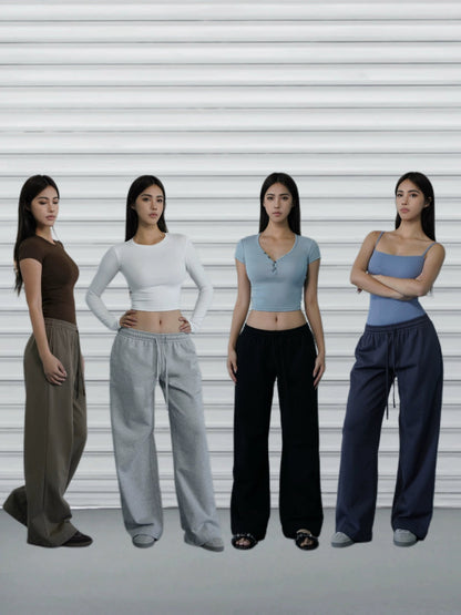 Loose-fit Drawstring Straight-leg Athletic Pants