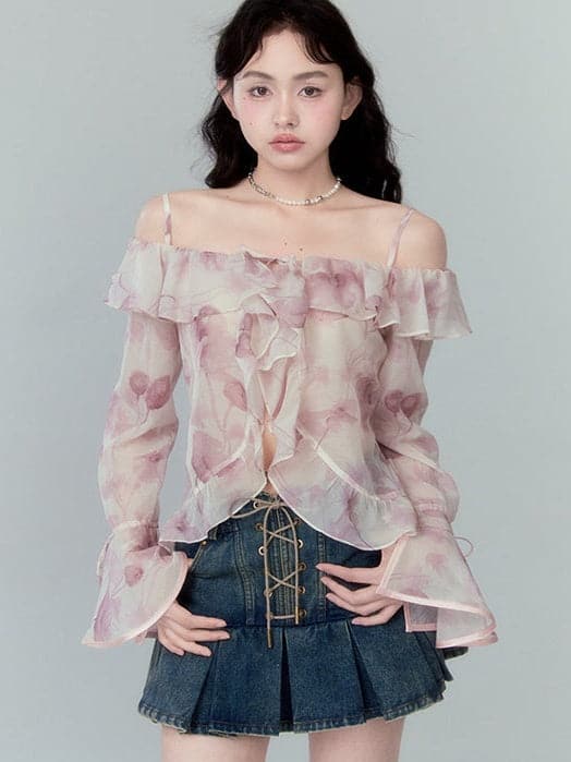 High Waist Pleated Skirt With Lace-up Detail