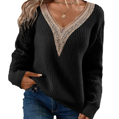 V-neck Long Sleeve Knitted Sweater