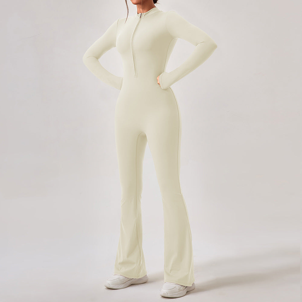 Long Sleeve Zipper Pants Slim Fit One Piece Hip Lifting Sport Sportswear