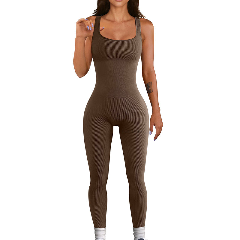 Clothing Sleeveless Vest Jumpsuit Thread Square Collar Hip Raise Slim Fit Jumpsuit