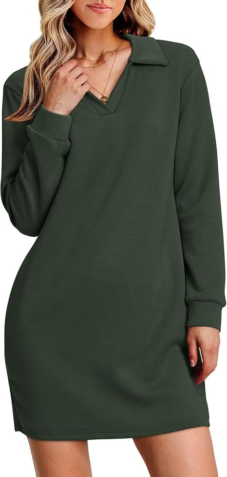 Clothing Collared Long Sleeve Color Sports Sweater Dress