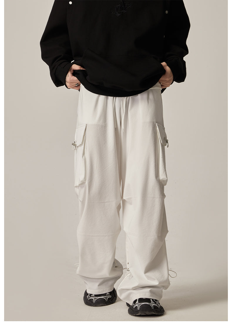 White Loose Cargo Combat Pants