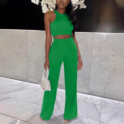 Summer Pants Suit Color Office Sleeveless Vest Pants Two Piece Suit