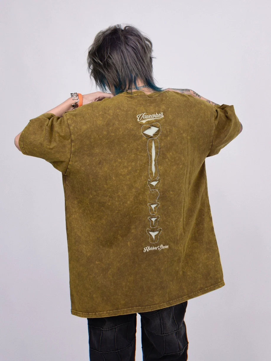 Skeleton Ribcage Mesh Cutout Oversized T-shirt