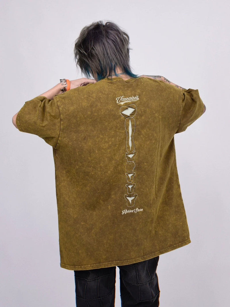 Skeleton Ribcage Mesh Cutout Oversized T-shirt