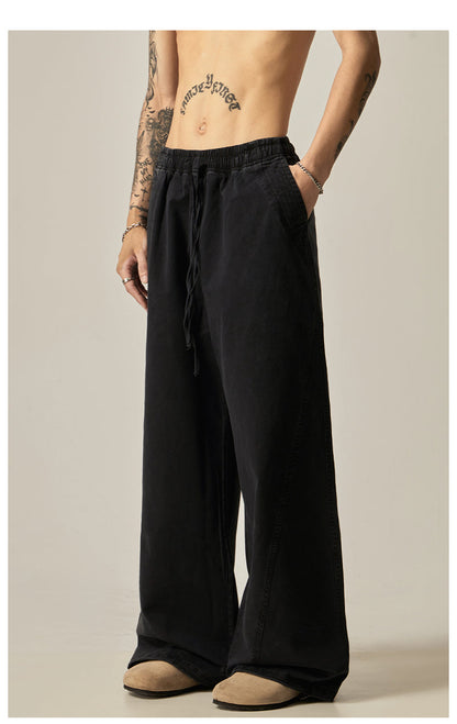 Brown Loose Drawstring Wide Pants