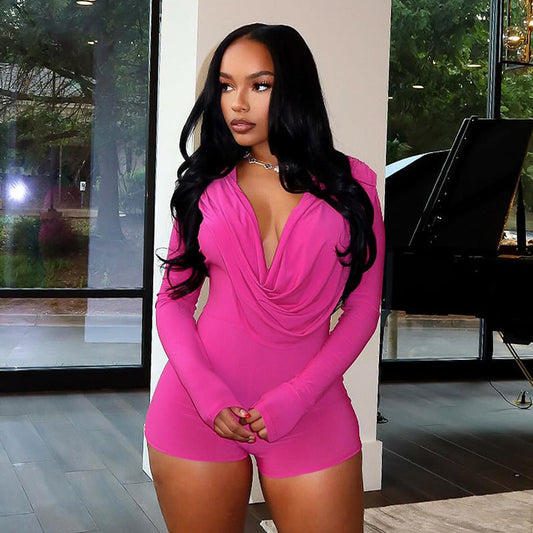 Clothing Swing Collar Tight Long Sleeve Romper