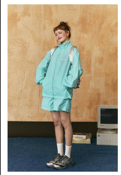 Ezek Two-piece Tracksuit - Lightweight Zip-up Jacket and Shorts Set for Sports and Leisure