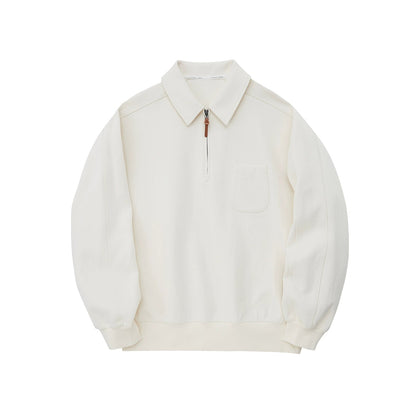 Half-zip Polo Collar Pocket Oversized Sweatshirt