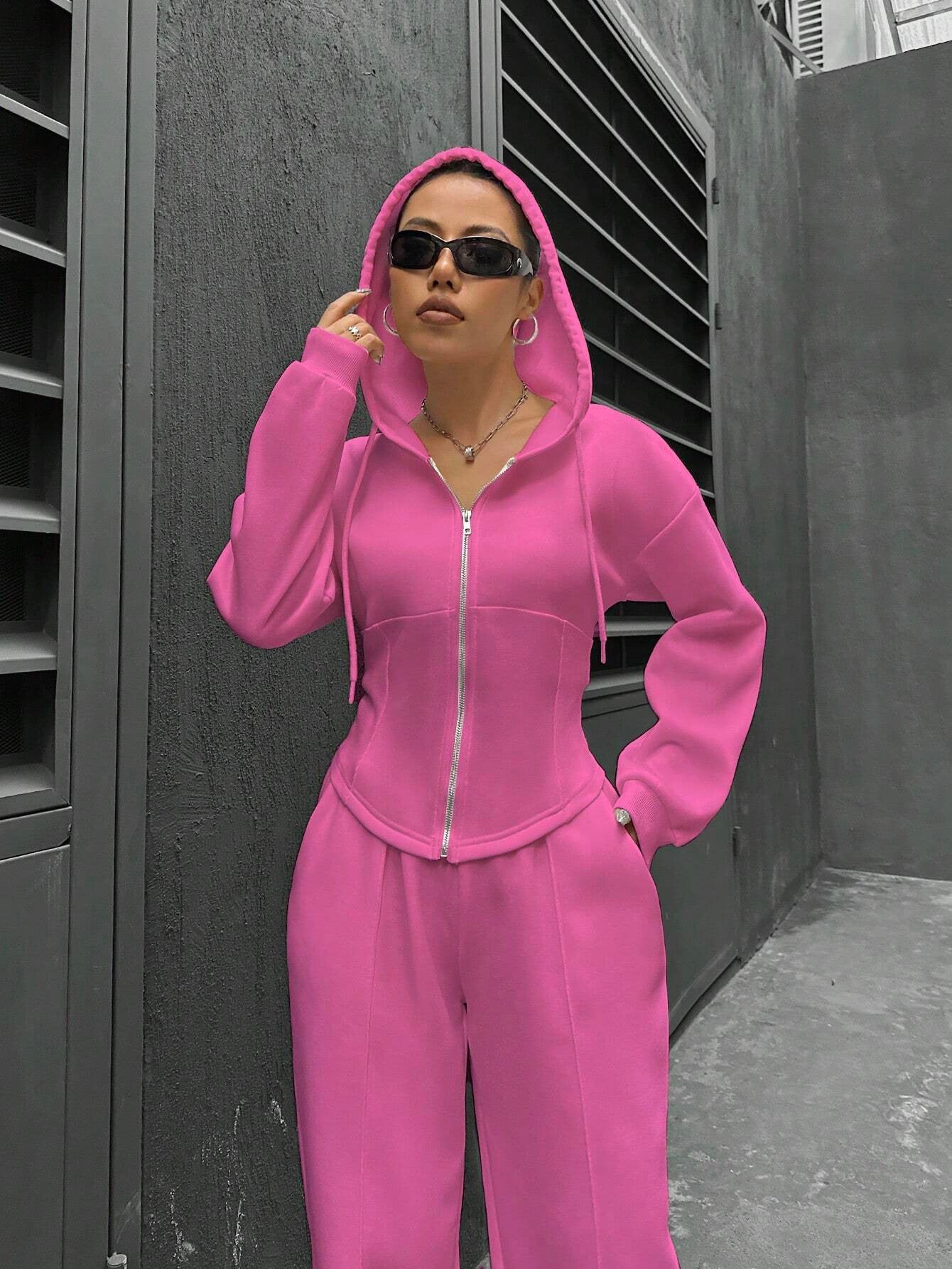 Spring Autumn Two Piece Set Hooded Cardigan Slim Fit