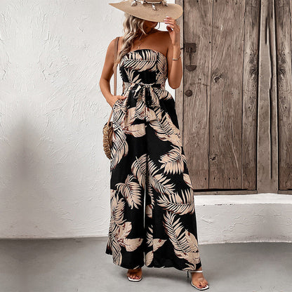 Summer Clothing Printing Tube Top Jumpsuit