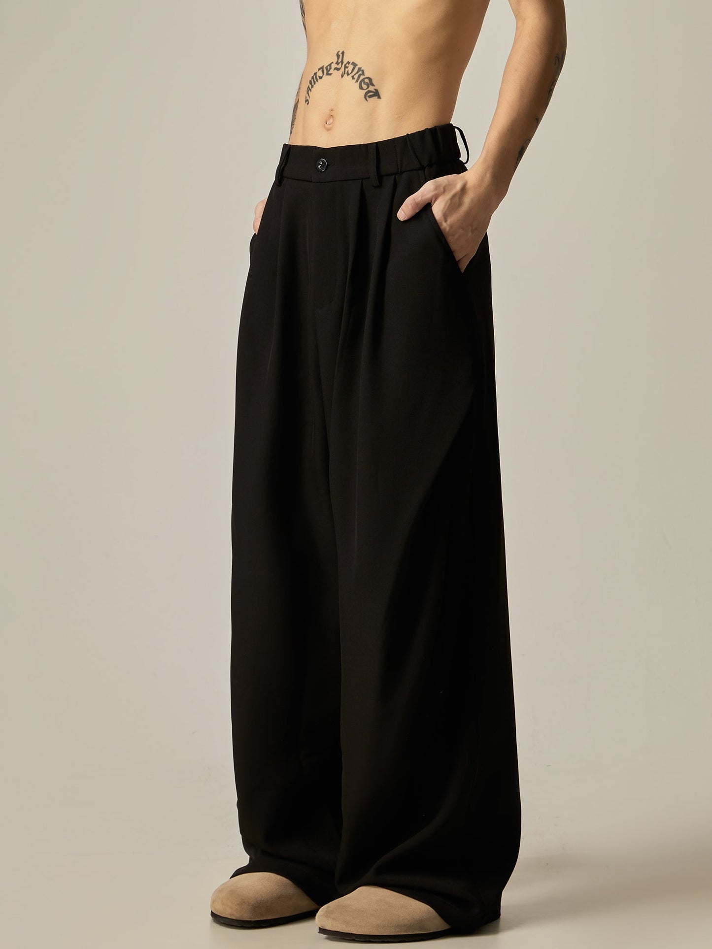 Khaki Wide Leg Dress Pants
