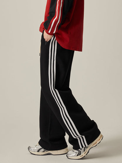 Brown Striped Wide Track Pants