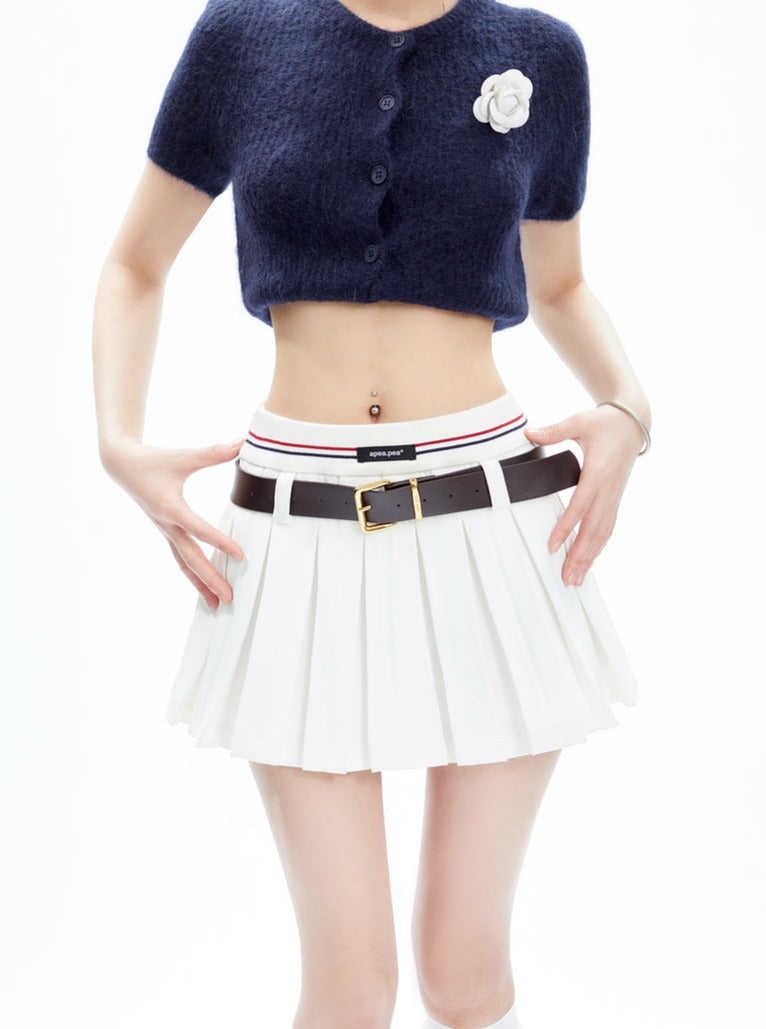 Pleated Tennis Skirt With Striped Waistband