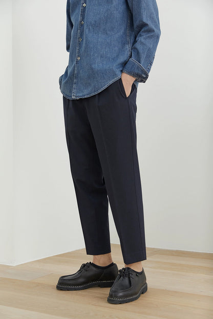 Elastic Waist Wide-leg Cropped Pants