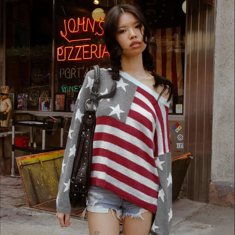 Meryem Off-shoulder Star Sweater