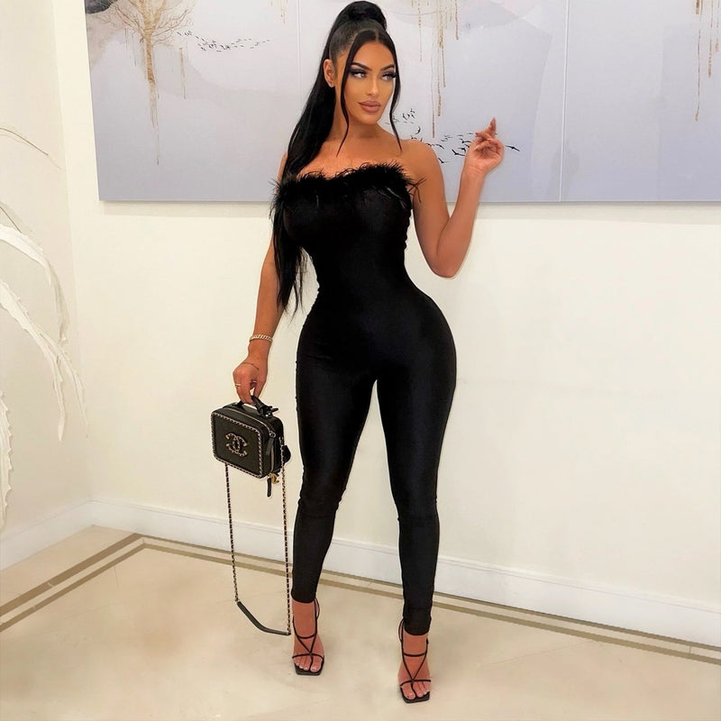 Summer Clothing Tight Wrapped Chest Jumpsuit Trousers for