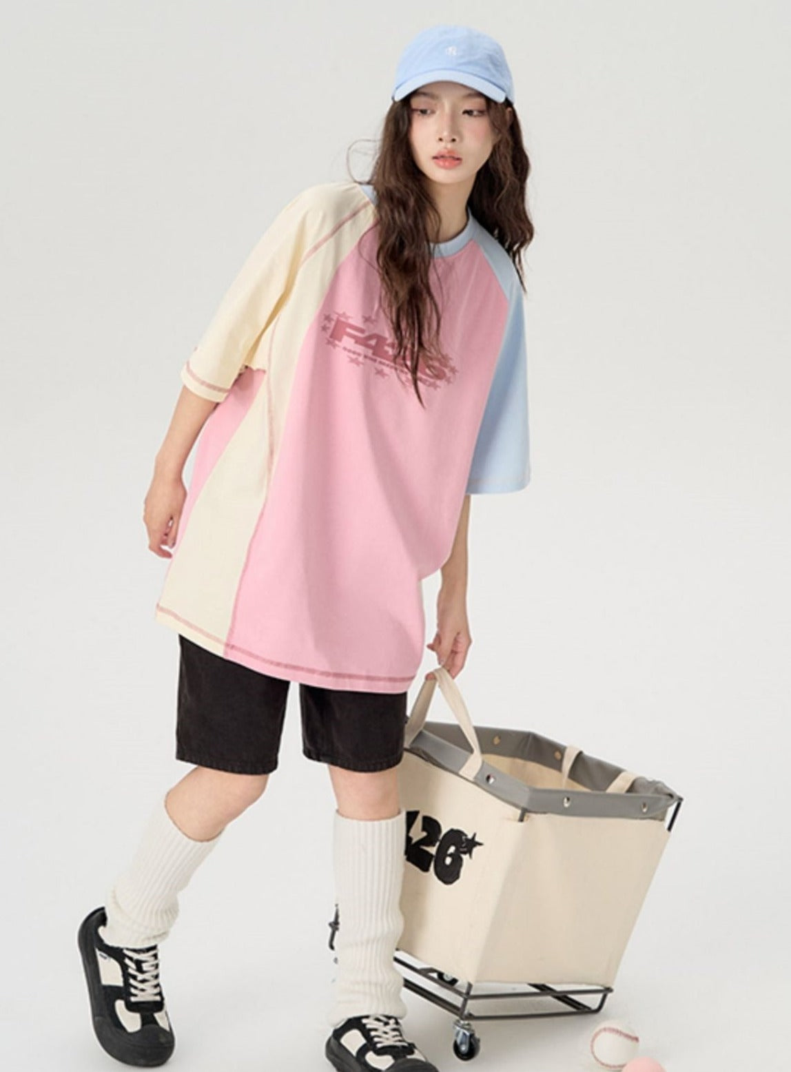 Asymmetric Contrast Stitch T-shirt