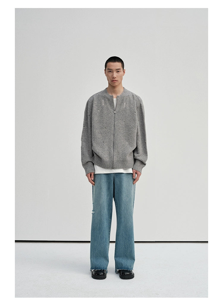 Irregular Distressed Open-knit Cardigan/vest