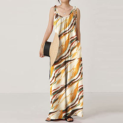 Summer Clothing Printed Sling Loose Jumpsuit