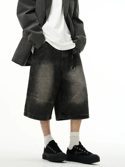 Wash Wide-leg Denim Shorts
